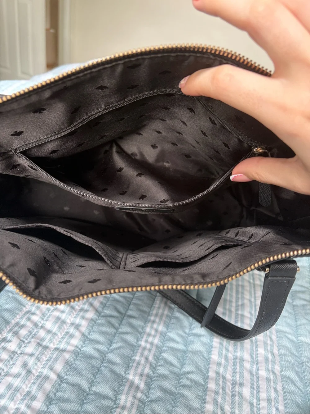 kate spade Black Saffiano Leather Zip-Top Tote